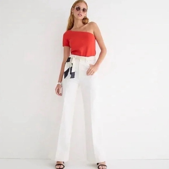 J.Crew One Shoulder Short Sleeve Stretch Sweater Top in Ripe Persimmon XL - Picture 2 of 7